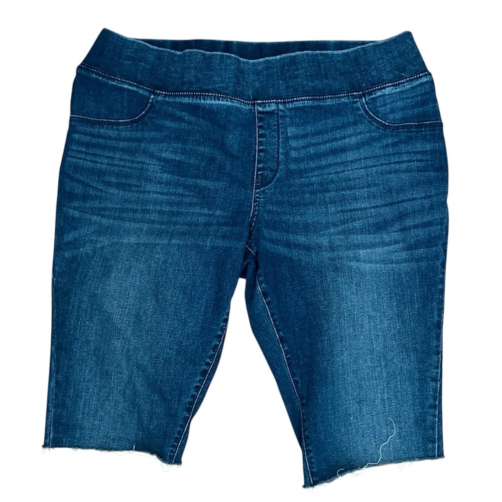 Isabel Jean Cut Off Raw Hem Blue Med Wash High Rise Pull-On  Shorts WM  Size 14